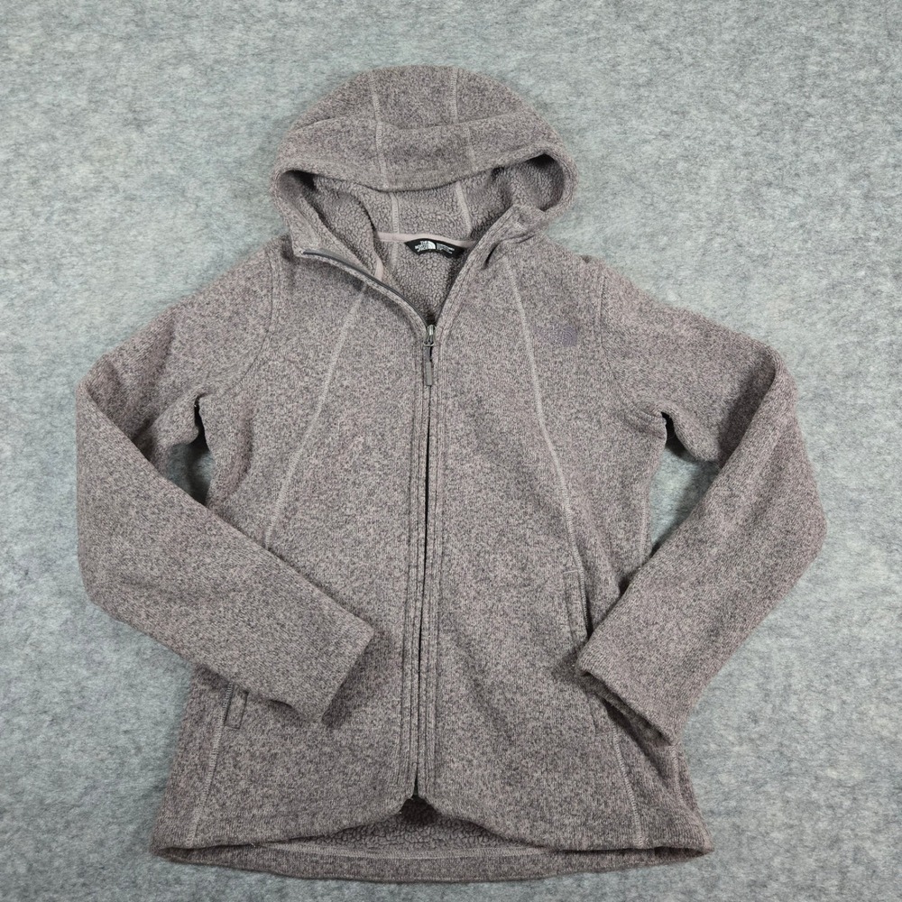 The North Face Womens Purple Crescent Sweater Knit Fleece Full Zip Hoodie Small